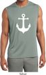Mens Shirt White Anchor Sleeveless Moisture Wicking Tee