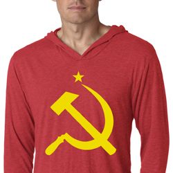 Mens Shirt Yellow Hammer And Sickle Lightweight Hoodie Tee T-Shirt