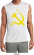 Mens Shirt Yellow Hammer And Sickle Sleeveless Moisture Wicking Tee