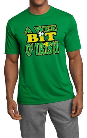 Mens Shirts A Wee Bit Irish Shamrock Moisture Wicking Tee T-Shirt