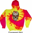 Mens Skull Hoodie Sugar Skull with Roses Tie Dye Hoody