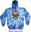 Mens Skull Hoodie Sugar Skull with Roses Tie Dye Hoody