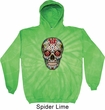 Mens Skull Hoodie Sugar Skull with Roses Tie Dye Hoody