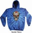 Mens Skull Hoodie Sugar Skull with Roses Tie Dye Hoody