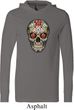 Mens Skull Shirt Sugar Skull with Roses Lightweight Hoodie Tee