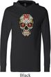 Mens Skull Shirt Sugar Skull with Roses Lightweight Hoodie Tee