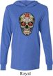Mens Skull Shirt Sugar Skull with Roses Lightweight Hoodie Tee