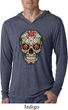 Mens Skull Shirt Sugar Skull with Roses Lightweight Hoodie Tee T-Shirt