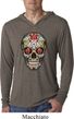 Mens Skull Shirt Sugar Skull with Roses Lightweight Hoodie Tee T-Shirt