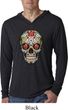 Mens Skull Shirt Sugar Skull with Roses Lightweight Hoodie Tee T-Shirt