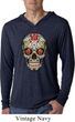 Mens Skull Shirt Sugar Skull with Roses Lightweight Hoodie Tee T-Shirt