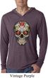 Mens Skull Shirt Sugar Skull with Roses Lightweight Hoodie Tee T-Shirt