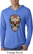 Mens Skull Shirt Sugar Skull with Roses Lightweight Hoodie Tee T-Shirt
