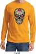 Mens Skull Shirt Sugar Skull with Roses Long Sleeve Tee T-Shirt