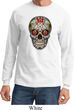 Mens Skull Shirt Sugar Skull with Roses Long Sleeve Tee T-Shirt