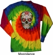 Mens Skull Shirt Sugar Skull with Roses Long Sleeve Tie Dye T-shirt