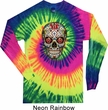 Mens Skull Shirt Sugar Skull with Roses Long Sleeve Tie Dye T-shirt