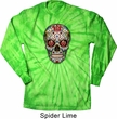Mens Skull Shirt Sugar Skull with Roses Long Sleeve Tie Dye T-shirt