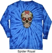 Mens Skull Shirt Sugar Skull with Roses Long Sleeve Tie Dye T-shirt