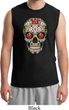 Mens Skull Shirt Sugar Skull with Roses Muscle Tee T-Shirt
