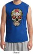Mens Skull Shirt Sugar Skull with Roses Muscle Tee T-Shirt