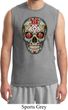 Mens Skull Shirt Sugar Skull with Roses Muscle Tee T-Shirt