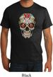 Mens Skull Shirt Sugar Skull with Roses Organic Tee T-Shirt