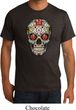 Mens Skull Shirt Sugar Skull with Roses Organic Tee T-Shirt