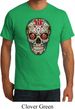 Mens Skull Shirt Sugar Skull with Roses Organic Tee T-Shirt