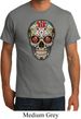 Mens Skull Shirt Sugar Skull with Roses Organic Tee T-Shirt
