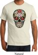 Mens Skull Shirt Sugar Skull with Roses Organic Tee T-Shirt