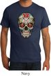 Mens Skull Shirt Sugar Skull with Roses Organic Tee T-Shirt
