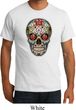 Mens Skull Shirt Sugar Skull with Roses Organic Tee T-Shirt