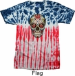 Mens Skull Shirt Sugar Skull with Roses Patriotic Tie Dye Tee T-shirt