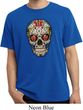 Mens Skull Shirt Sugar Skull with Roses Pigment Dyed Tee T-Shirt