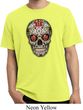 Mens Skull Shirt Sugar Skull with Roses Pigment Dyed Tee T-Shirt