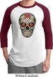 Mens Skull Shirt Sugar Skull with Roses Raglan Tee T-Shirt