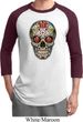 Mens Skull Shirt Sugar Skull with Roses Raglan Tee T-Shirt