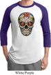 Mens Skull Shirt Sugar Skull with Roses Raglan Tee T-Shirt