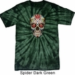 Mens Skull Shirt Sugar Skull with Roses Spider Tie Dye Tee T-shirt