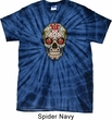 Mens Skull Shirt Sugar Skull with Roses Spider Tie Dye Tee T-shirt