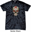 Mens Skull Shirt Sugar Skull with Roses Spider Tie Dye Tee T-shirt