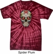 Mens Skull Shirt Sugar Skull with Roses Spider Tie Dye Tee T-shirt