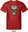 Mens Skull Shirt Sugar Skull with Roses Tall Tee T-Shirt