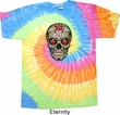 Mens Skull Shirt Sugar Skull with Roses Tie Dye Tee T-shirt