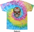Mens Skull Shirt Sugar Skull with Roses Tie Dye Tee T-shirt