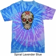 Mens Skull Shirt Sugar Skull with Roses Tie Dye Tee T-shirt