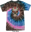 Mens Skull Shirt Sugar Skull with Roses Tie Dye Tee T-shirt
