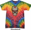 Mens Skull Shirt Sugar Skull with Roses Tie Dye Tee T-shirt