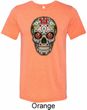 Mens Skull Shirt Sugar Skull with Roses Tri Blend Crewneck Tee T-Shirt